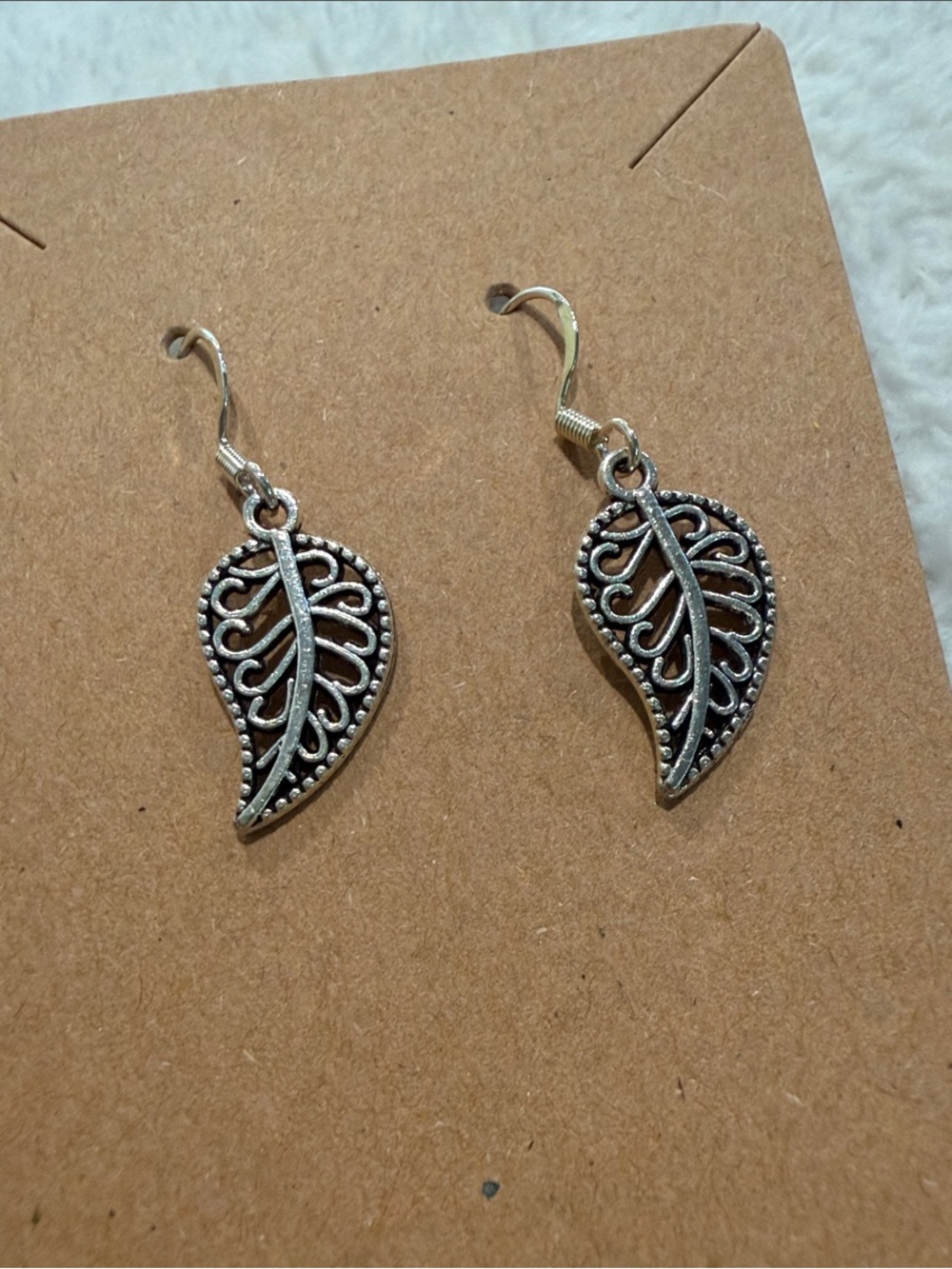 Delicate Silver Leaf Filigree Drop Earrings